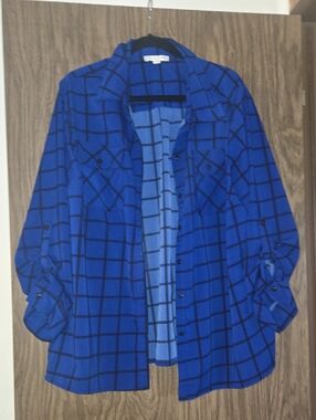 Studio Works Blue and Black Windowpane Button-Down Shirt